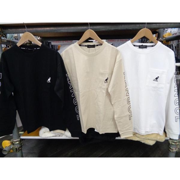 KANGOL カンゴール　両アームカンゴールロゴプリント左胸ポケットカンゴールマーク刺繍ロングスリーブ長袖Tシャツ　C5120N