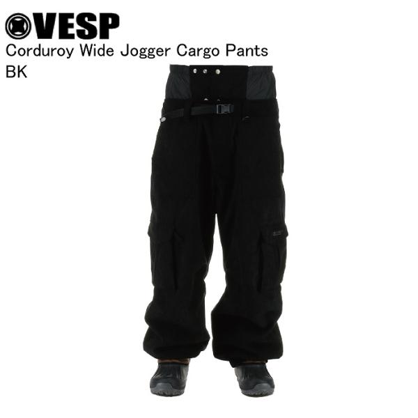 VESP ベスプ VPMP1059C Corduroy Wide Jogger Cargo Pants BK