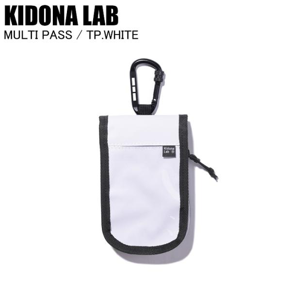 内側ポケットに鏡がついてるカラビナ付きパスケース。