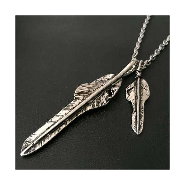 ネックレス シルバー チェーン フェザーネックレス メンズネックレス シンプル インディアンジュエリー ダブルフェザー メンズアクセサリー ペア