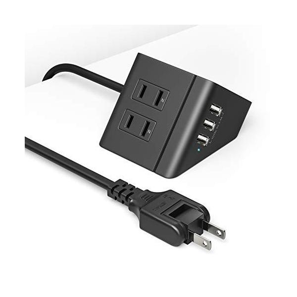 電源タップ usb 延長コード 1.5m 4個AC口 3USBポートPSE認証済み コンセント 分岐 テーブルタップ 急速充電 1500W 過負荷保護 小型 たこあ