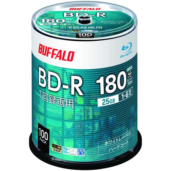 バッファロー ブルーレイディスク BD-R 1回録画用 25GB 100枚 スピンドル 片面1層 1-6倍速 【ディーガ（2016年発売以降） 動作確