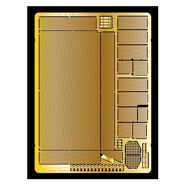 タミヤの10式戦車を シンプルにアップデートする エッチングパーツです。キットでは化学繊維のメッシュを切り出すよう指示されている砲塔後部のバスケットと ヘッドライトのカバーですが、 説明書の型紙通りに切り出すことが意外と難しく、 完成後の実...