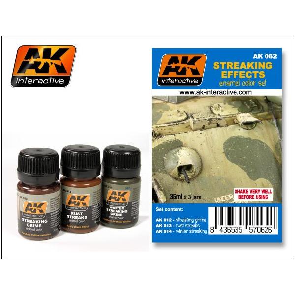 AKインタラクティブ ウェザリング塗料 ストレーキング 雨だれ塗装セット AK00062
