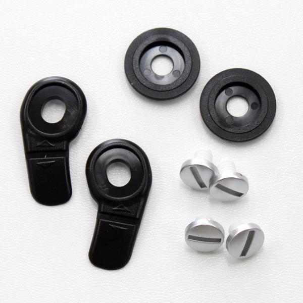 アライヘルメット　CK-6S/K用の純正シールドネジセットです。シールドを止める部分のネジ・プラパーツが１セットになっています。定期的な交換でスムーズがシールド開閉が可能になります！■メーカー：アライヘルメット■モデル　：シールドネジセット...