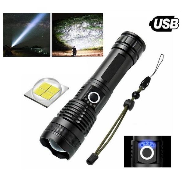 懐中電灯 LED 強力 最強 充電式 防災 USB充電式 軍用 釣り 登山 アウトドア