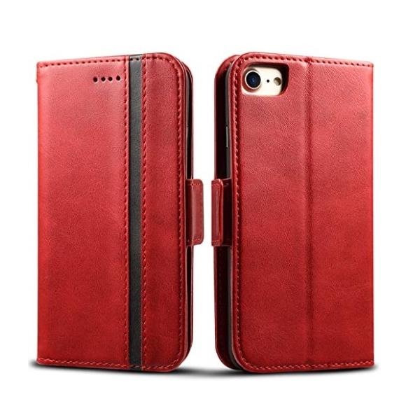 iPhone SE2 ケース 手帳型　レッド