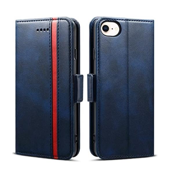 iPhone SE2 ケース 手帳型　ブルー