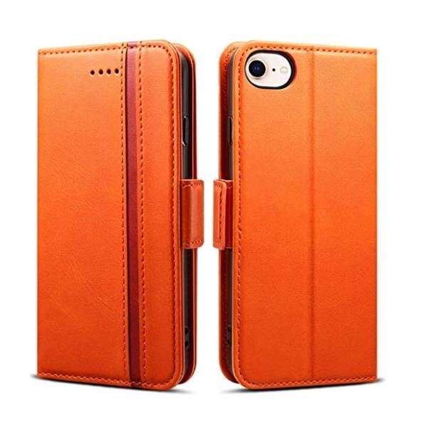 iPhone SE2 ケース 手帳型　オレンジ