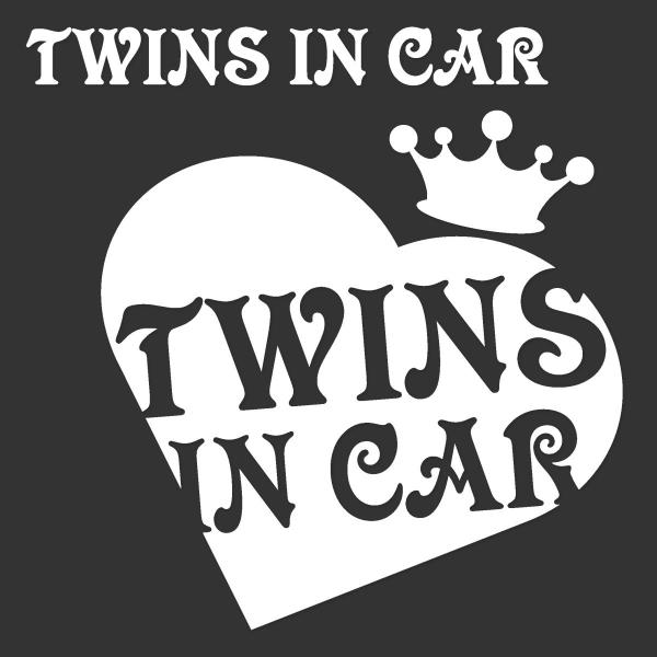 ツインズインカーステッカー　TWINS IN CAR　ハート＆クラウン　お試しサンプル付