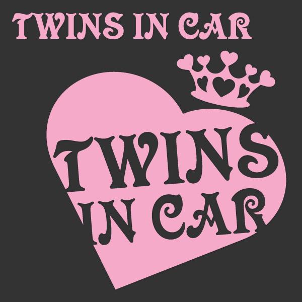ツインズインカーステッカー　TWINS IN CAR　ハート＆ティアラ　お試しサンプル付