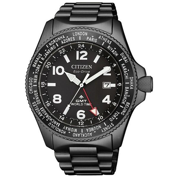 CITIZEN BJ7107-83E 逆輸入 シチズン エコドライブ GMT ワールドタイム メンズ 時計 ウォッチ ブラック