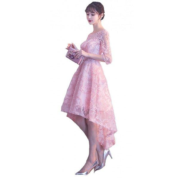 ミディ丈ワンピース カクテルドレス 結婚式 ドレス ピンク 前ショート パーティー ドレス Pad スターリード 通販 Yahoo ショッピング