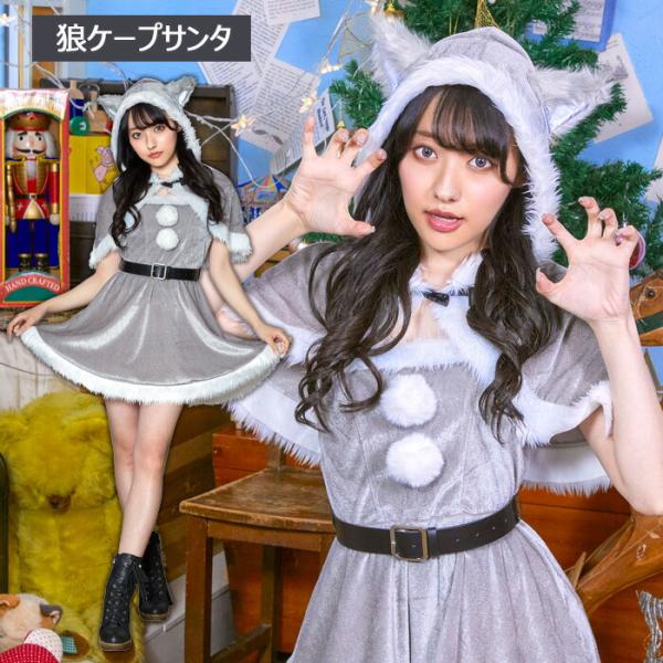 ☆USED箱付き サンタコスプレ グレーカラー しっぽ 耳 オオカミ
