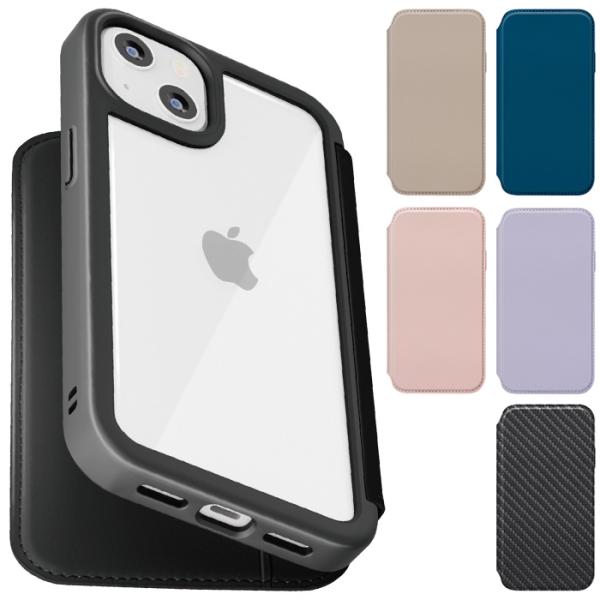 iPhone14 13 ガラス フリップ スマホケース カバー 手帳型 PUレザー