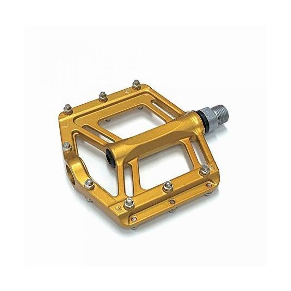 処分 wellgo製 アキコーポレーション THIN FLAT PEDAL アルミ かっこいい 薄型踏み面広め ゴールド PD-WG-227 ゆうメール可