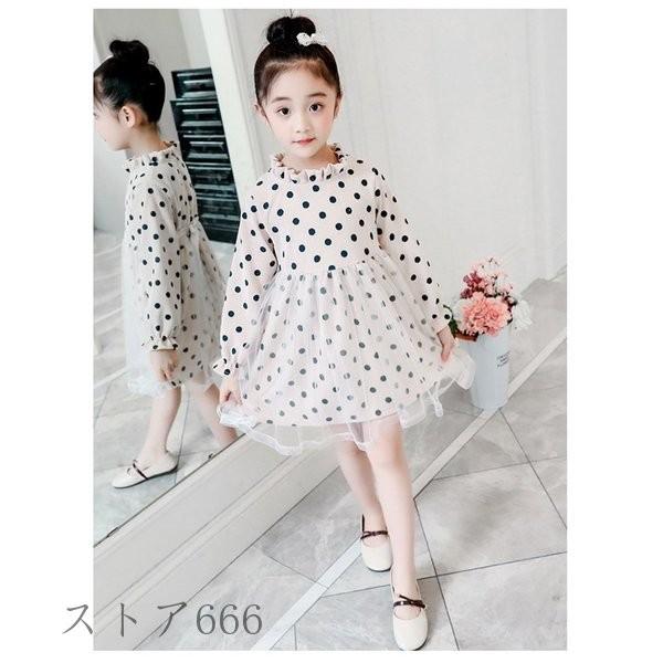 韓国子供服 ワンピース 女の子 新作 ファッション お姫様 プリント柄 スウィート ドッド 韓国風 可愛い チュール オシャレ 110 1 130 140 150 160 Sagaretxe Net