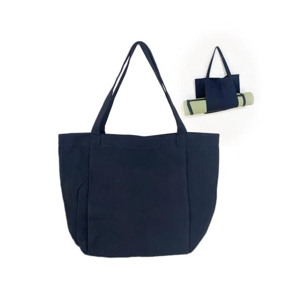 ■ヨガマットを便利に持ち運びができるスライドポケット付き バッグと別に持ち運ぶのが面倒臭い時にうれしい【バッグにヨガマットがつけられる！トート、ショルダーバッグになります。■大きいスライドポケットはうれしい機能(1)ジムやヨガなどのちょっと...