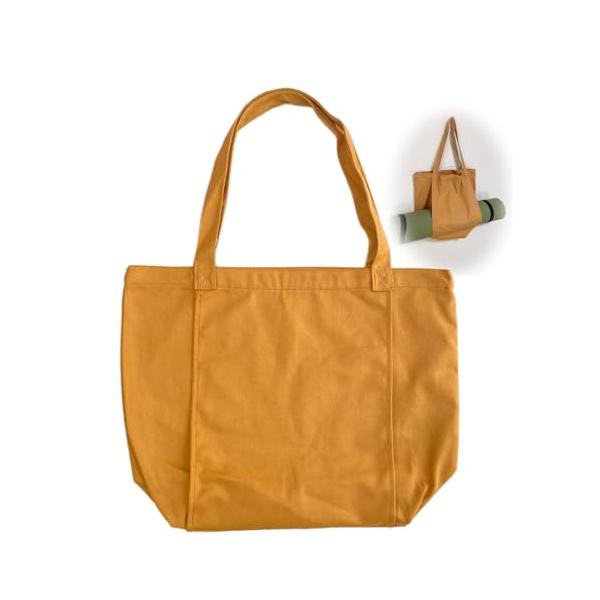 ■ヨガマットを便利に持ち運びができるスライドポケット付き バッグと別に持ち運ぶのが面倒臭い時にうれしい【バッグにヨガマットがつけられる！トート、ショルダーバッグになります。■大きいスライドポケットはうれしい機能(1)ジムやヨガなどのちょっと...