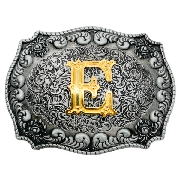 バックル 金具 ベルト バックルのみ 交換用 金具 部品 カジュアル アメリカン ビンテージ シルバー アルファベット英文字 E
