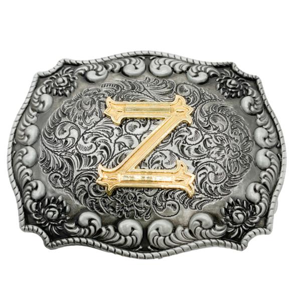 バックル 金具 ベルト バックルのみ 交換用 金具 部品 カジュアル アメリカン ビンテージ シルバー アルファベット英文字 Z
