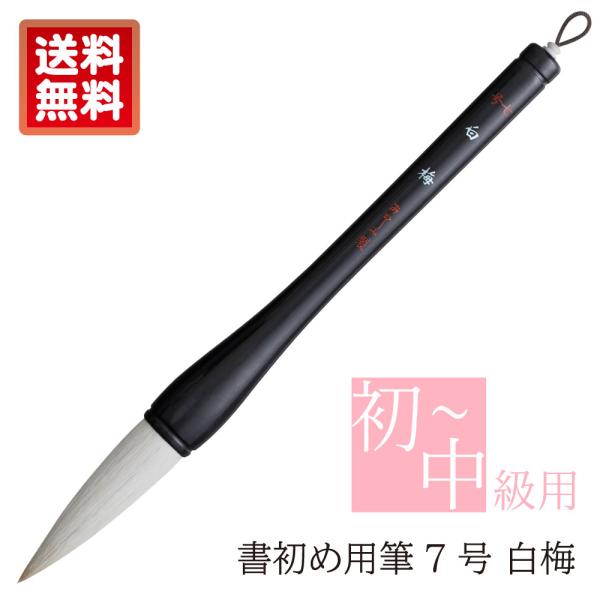 商品サイズ 22径×253mm外装サイズ W50×H345×D23mm重量 38g号数 書初め用筆7号穂の形状 中鋒主原毛 羊毛、馬毛毛色 白毛硬さ ほどよい硬さ適性 初〜中級用途 画仙紙/楷書・行書