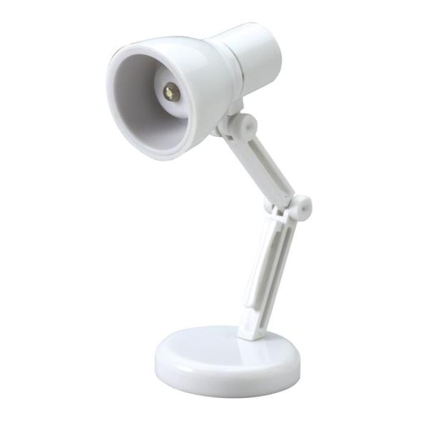 ミニチュアサイズのスタンドライト 台座に取り付ければスタンドライト。台座をはずしてクリップ部分に本を挟めばブックライト商品サイズセット内容台座 φ３８×7ｍｍ×1　本体（ライト・支柱） φ28×45ｍｍ×1　ボタン電池LR41 3個付