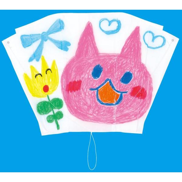 ほねがないので折りたためることができる、持ち運びしやすい凧です。空気が入って、ほねのかわりになります。組立済で、たこ糸を一ヶ所結ぶだけで完成します。無着色なので、オリジナルの凧がつくれます。使用可能画材：色鉛筆、クレヨン、油性ペン、水性ペン...