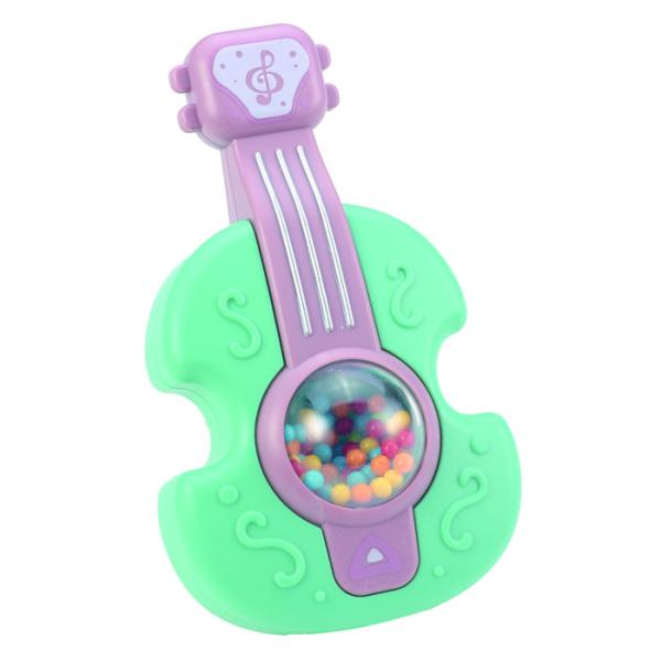 振るとシャカシャカ鳴るギター型のおもちゃです。かわいいくすみカラー。商品サイズ120×70×35mmセット内容本体のみ