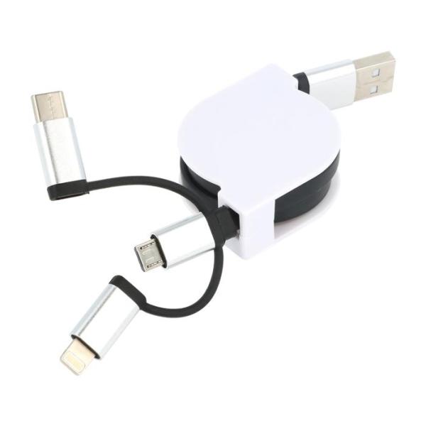 3in1 マルチケーブル 77633 ケーブル 充電 コード マルチ 3in1 スマホ iphone アイフォン 3in1 収納 旅行 コンパクト type-c Lightning ライトニング