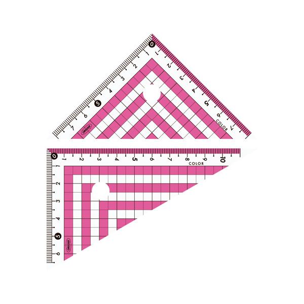 カラー三角定規　ピンク ●規格：１２ｃｍ型●厚：１．５ｍｍ●目盛：最大１１ｃｍ●材質：メタクリル樹脂