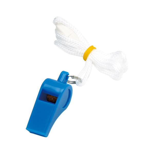 カラーホイッスル　青 　ＹＯ−ＣＷＢＦ●サイズ：笛＝幅１７×奥４０×高２０ｍｍ●材質：本体／留具＝ＡＢＳ／コルク，紐＝ＰＰ●ひも付