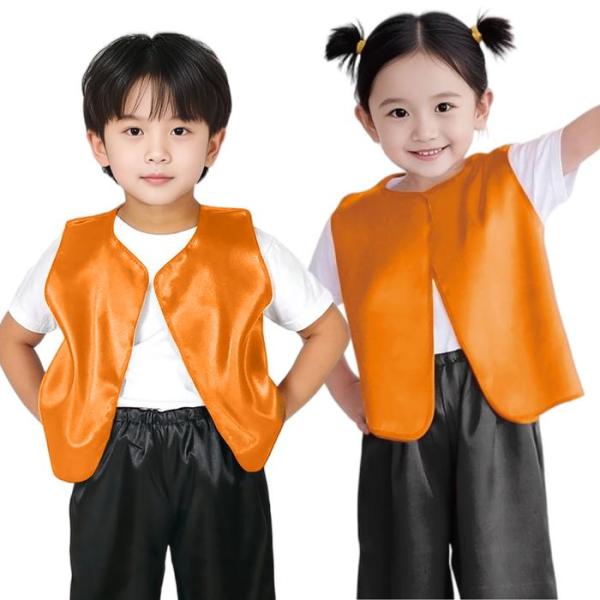 ソフトサテンベスト C オレンジ 14997 衣装 ベスト 縫製済 キッズ子供 イベント コスプレ ハロウィン コスチューム 仮装 運動会 発表会 保育園 幼稚園 小学校