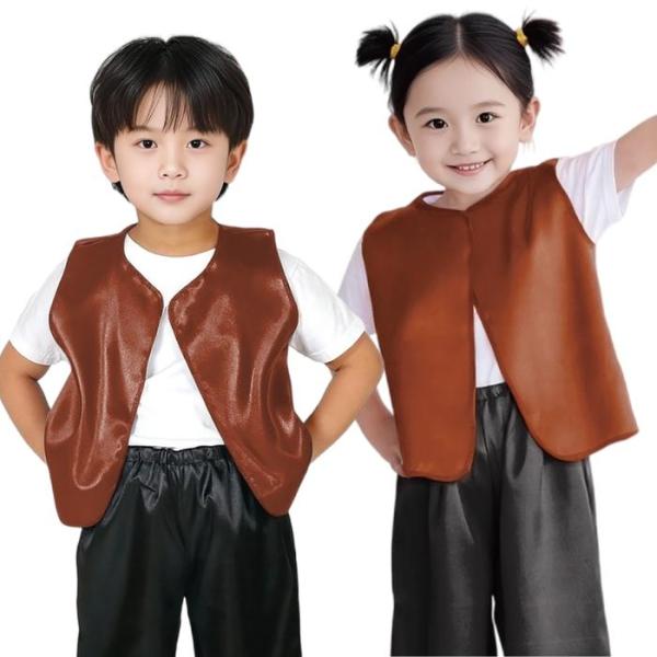 ソフトサテンベスト J 茶 15000 衣装 ベスト 縫製済 キッズ子供 イベント コスプレ ハロウィン コスチューム 仮装 運動会 発表会 保育園 幼稚園 小学校