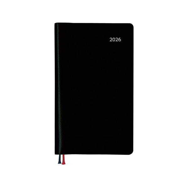 ダイゴー 手帳 2026年 スケジュール帳 アポイント ウィークリー レフト ブラック E8311 2025年 12月始まり ダイアリー商品スペック左半分が1週間のスケジュール、右半分が横罫のメモスペースになっており1週間の予定とメモを見開...