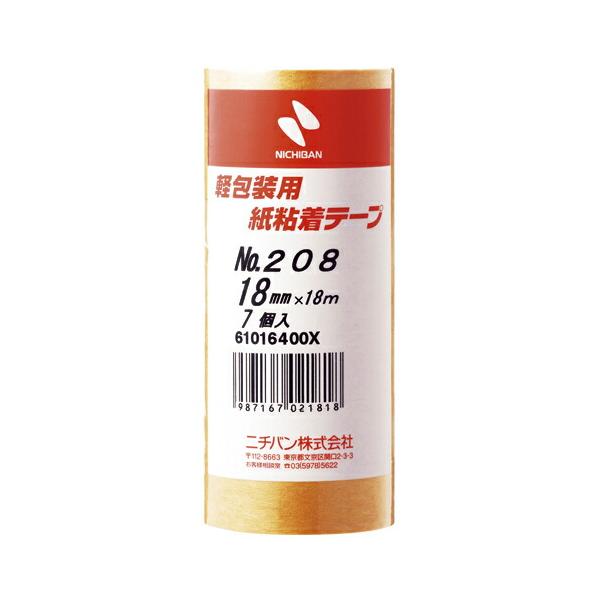ニチバン 紙粘着テープ208 18mm 7個入 （208-18） : ステーショナリー