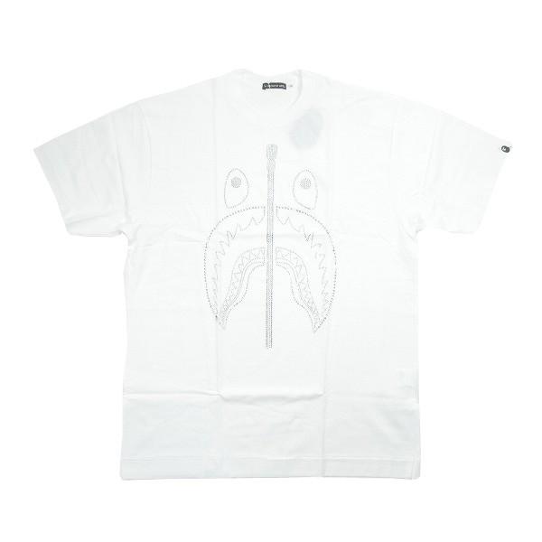 ア ベイシング エイプ A Bathing Ape ラインストーンシャークtシャツ 白 Size L 新古品 未使用品 Archangelbrow Com
