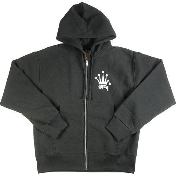 クラウンStussy ブラック パーカー STUSSY Crown Hoodie フーディー ステューシー パーカー