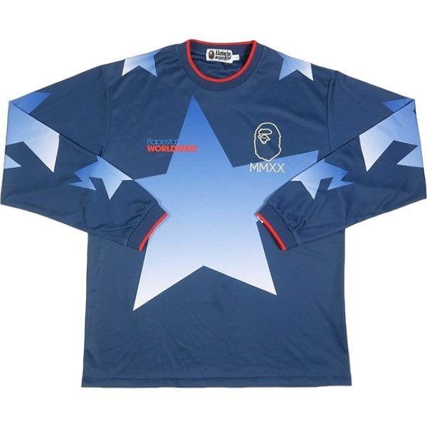 A BATHING APE ア ベイシング エイプ Bapesta WORLDWIDE ロンT 紺 Size