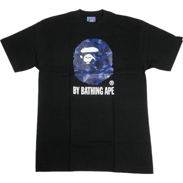 A BATHING APE ア ベイシング エイプ サル迷彩柄サル顔Tシャツ 黒 Size