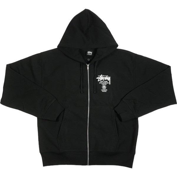 STUSSY ステューシー 24SS WORLD TOUR ZIP HOODIE Black ジップ 