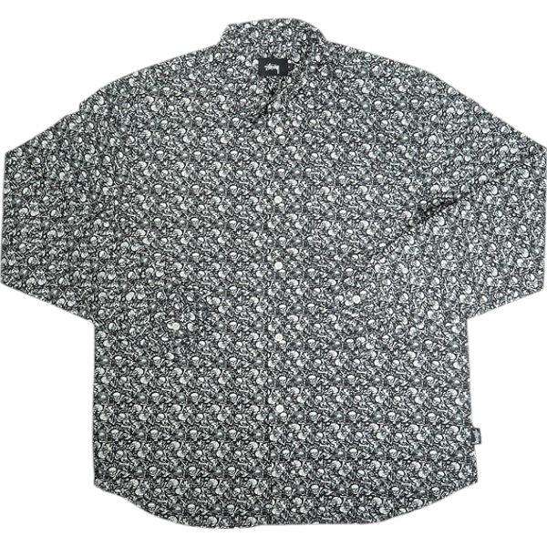 STUSSY ステューシー Vintage Bones L/S Shirt 長袖シャツ 黒 Size 【L