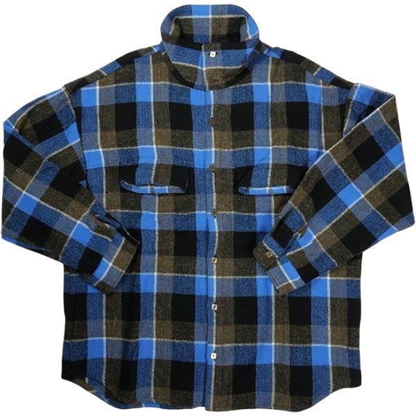 TENDERLOIN テンダーロイン HIGH NECK WOOL SHT BLUE 長袖シャツ 青