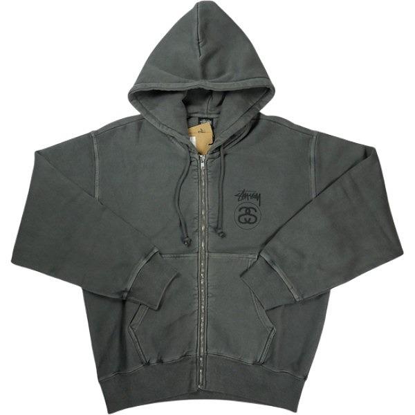 Stussy ワークウェア フルジップパーカー ダークグレー Stüssy Wear Zip Hoodie Pigment Dyed – Black | Sweats | Stüssy