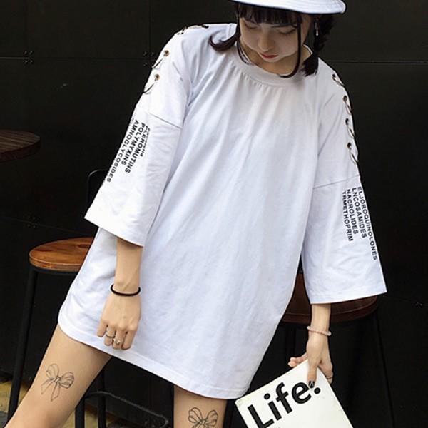 即納 肩リング 可愛い ロゴデザイン オーバーシルエ 七分袖 Tシャツ トップス カットソー ストリート ダンス F1105 ステイウィズ 通販 Yahoo ショッピング