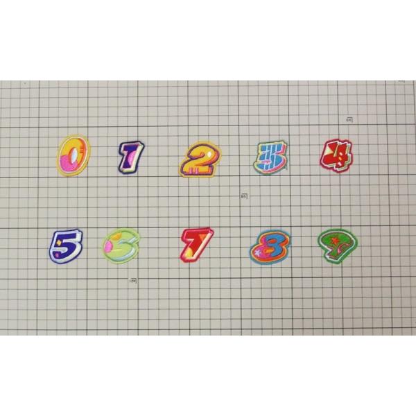 ワッペン 数字 カラフルキュート 刺繍アイロンプリントパッチ : stc
