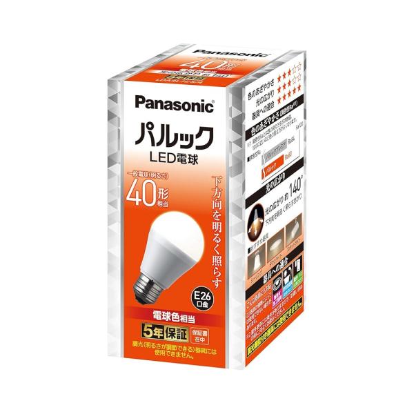 パナソニック パルック LED電球 口金直径26mm 40W形相当 電球色 シリカ電球同サイズ 断熱材施工器具対応 密閉型器具対応 屋外器具対応 LDA4LHS4