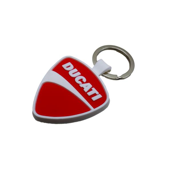 S25■DUCATI RED/WHITE キーホルダー 44ｍｍ×42ｍｍ ドゥカティ
