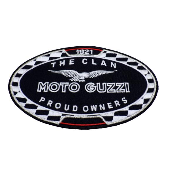 S25■MOTO GUZZI THE CLAN black/red PROUD OWNERS ワッペン パッチ モトグッチ 145ｍｍ×92ｍｍ