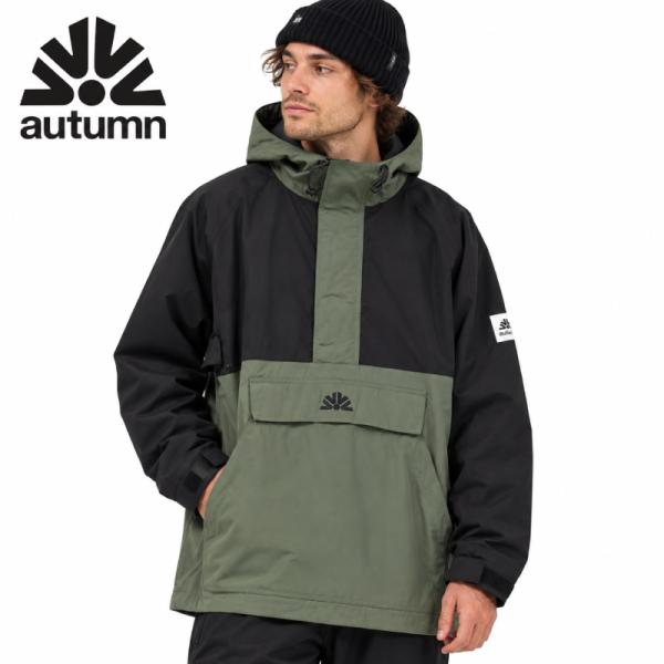 AUTUMN オータム ユニセックス スノーボード ウェア ジャケット CASCSDE ANORAK カスケードアノラック MILITARY GREEN/BLACK プルオーバー 型落ち sale